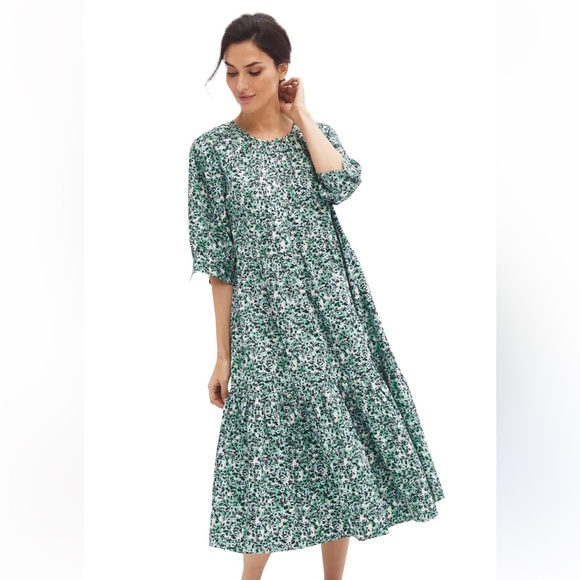 Ellos Floral Tiered Cotton Midi Dress size 3X - Picture 2 of 8